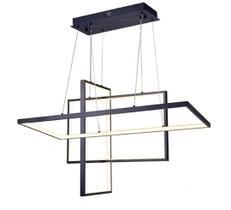 Lustre Pendente Retangular Preto Led 80X40 Branco Quente