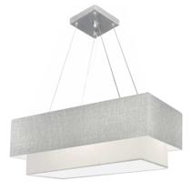 Lustre Pendente Retangular Rustico Cinza e Branco MJ-4138 Para Mesa de Jantar e Estar Lustre Pendente Retangular Rustico Cinza e Branco MJ-4138 Para Mesa de Jantar e Estar