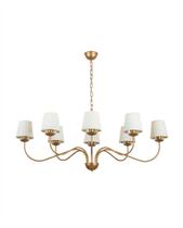 Lustre Pendente Retangular Tocheiro Clássico Cúpula 8 Braços Dourado 721
