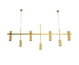 Lustre Pendente Retangular Tubo Cilindro 1,30m Dourado Fosco 162