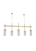 Lustre Pendente Retangular Vidro Tubo Redondo 1,30m Dourado 833