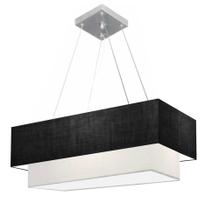 Lustre Pendente Retangular Vivare Md-4138 Cúpula em Tecido 70x30cm x 60x25cm - Bivolt
