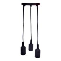 Lustre Pendente Retrô Benjamin Preto 3 Lâmpadas E27 Avant