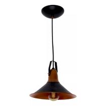 Lustre Pendente Retrô Venzone Vintage E-27 Preto Com Cobre