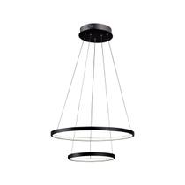 Lustre Pendente Ring 2 Alianças Anéis Halo Preto LED Moderno Para Sala de Jantar e Quarto Lustre Pendente Ring 2 Alianças Anéis Halo Preto LED Moderno Para Sala de Jantar e Quarto