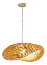 Lustre Pendente Rústico 50cm Palha Bambu Borneu Artesanal