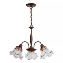 Lustre Pendente Rústico Madeira 3 Cúpulas Vidro Âmbar Country Madelustre Lustre Pendente Rústico Madeira 3 Cúpulas Vidro Âmbar Country Madelustre