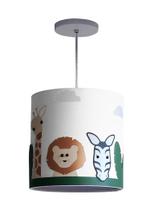 Lustre Pendente Safari Infantil 25x25 cm Branco