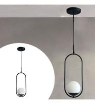 Lustre Pendente Sala de Jantar De Teto Oval Jabuticaba Com Vidro Globo Bivolt