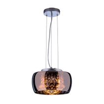 Lustre Pendente Sala de Jantar Plafon em Vidro e Cristal Attractive 28cm de diâmetro Moderno Luminária Quarto Closet Bivolt