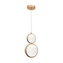 Lustre Pendente Saturno Globo Vidro Cristal Bolhas Led 3 Cores Dourado 12W Bivolt Moderno Para Quarto Cabeceira