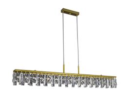 Lustre Pendente Slim Para Consultório Cristal Retangular Dourado 112/100