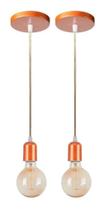 Lustre Pendente Soquete Hangar One Moderno Cobre - Kit C/2 Lustre Pendente Soquete Hangar One Moderno Cobre - Kit C/2