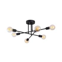 Lustre Pendente Sputnik Átomo 6 Lâmpadas E27 Preto Moderno Industrial para Sala Quarto Cozinha