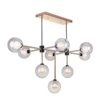 Lustre/Pendente Sputnik Manhattan Dourado c/ Preto 9 Lâmpadas Moderno Industrial - Startec