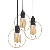 Lustre Pendente Taschibra Aramado Circle Dourado Triplo 3xe27 Bivolt Lustre Pendente Taschibra Aramado Circle Dourado Triplo 3xe27 Bivolt