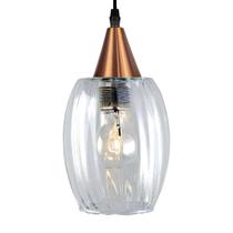 Lustre Pendente Taschibra Badih P Canelado Transparente Ouro