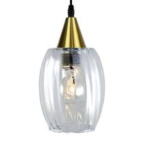 Lustre Pendente Taschibra Badih P Canelado Transparente Ouro
