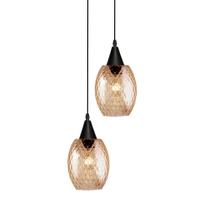 Lustre Pendente Taschibra Badih PP Duplo Boreal E27 Conhaque Bivolt