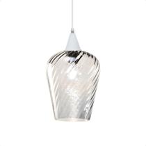 Lustre Pendente Taschibra Monalisa G Rigato Transparente E27 Bivolt Branco Lustre Pendente Taschibra Monalisa G Rigato Transparente E27 Bivolt Branco