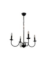 Lustre Pendente Thomas Redondo Tocheiro Clássico Sem Cúpula 4 Braços Preto 743/4