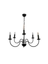 Lustre Pendente Thomas Redondo Tocheiro Clássico Sem Cúpula 6 Braços Preto 743/6