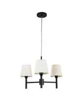 Lustre Pendente Tocheiro Redondo Cúpula 03 Braços Preto 60cm 658/3