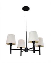 Lustre Pendente Tocheiro Redondo Cúpula 04 Braços Preto 60cm 658/4