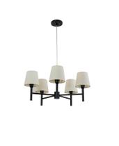 Lustre Pendente Tocheiro Redondo Cúpula 05 Braços 60cm Preto 658/5