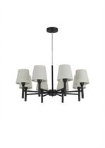 Lustre Pendente Tocheiro Redondo Cúpula 08 Braços 75cm Preto 658/8