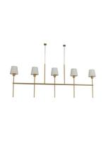 Lustre Pendente Tocheiro Retangular 5 Cúpulas Dourado 1,50m 817