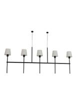Lustre Pendente Tocheiro Retangular 5 Cúpulas Preto 1,50m 817 Lustre Pendente Tocheiro Retangular 5 Cúpulas Preto 1,50m 817