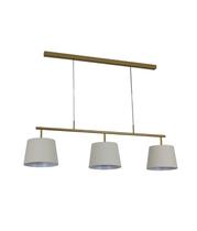 Lustre Pendente Tocheiro Trio Retangular 3 Cúpulas Dourado 1,30m 747