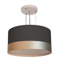 Lustre Pendente Tom Luz Cúpula Detalhe Bronze 30x15 Preto