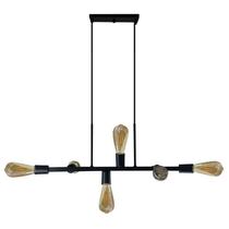Lustre Pendente Trilho Moderno 6 Soquetes Preto Sala Quarto