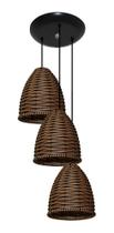 Lustre Pendente Triplo De Junco Sintético Modelo Sino ideal Sala Quarto Cozinha Mesa de Jantar Lustre Pendente Triplo De Junco Sintético Modelo Sino ideal Sala Quarto Cozinha Mesa de Jantar