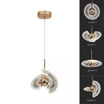Lustre Pendente Ufo Cristal Dourado LED 7W 3000K Bivolt Lustre Pendente Ufo Cristal Dourado LED 7W 3000K Bivolt