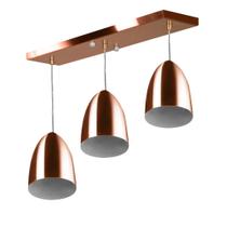Lustre Pendente Vegas Triplo Base Retangular New Cobre Lustre Pendente Vegas Triplo Base Retangular New Cobre