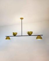 Lustre Pendente Versa Retangular Industrial 1,20cm Preto e Dourado 632