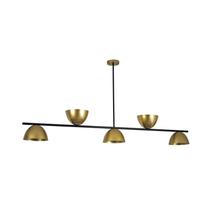 Lustre Pendente Versa Retangular Industrial 1,50cm Preto e Dourado 665