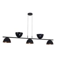 Lustre Pendente Versa Retangular Industrial 5 Cúpulas 1,50cm Preto e Cobre 641
