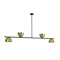 Lustre Pendente Versa Retangular Industrial Latão Escovado e Preto 1,50cm 663