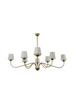 Lustre Pendente Versalhes Redondo Tocheiro Clássico Cúpula 08 Braços Dourado 750