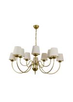 Lustre Pendente Versalhes Redondo Tocheiro Clássico Cúpula 10 Braços Dourado Polido 372/10