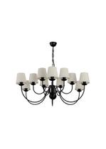 Lustre Pendente Versalhes Redondo Tocheiro Clássico Cúpula 12 Braços 1,10 Metro Preto 372/12