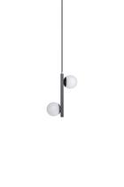 Lustre Pendente Vertical Aluminio Com 2 Globo Esfera De Vidro
