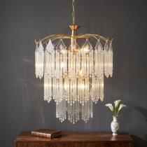 Lustre Pendente Vidro Dourado 3 Andares Sala Quarto Bivolt