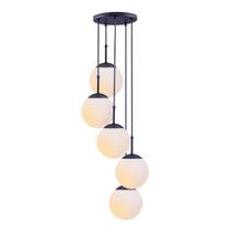 Lustre Pendente Vidro Globo Jabuticaba Balcão Cozinha Quarto Sala Chelsea 5 Lâmpadas E27 Bivolt