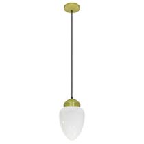 Lustre Pendente Vintage Dourado Globo Pêra Branco Brilho