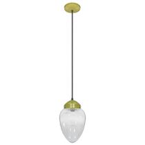 Lustre Pendente Vintage Dourado Globo Pêra Incolor Brilho Lustre Pendente Vintage Dourado Globo Pêra Incolor Brilho